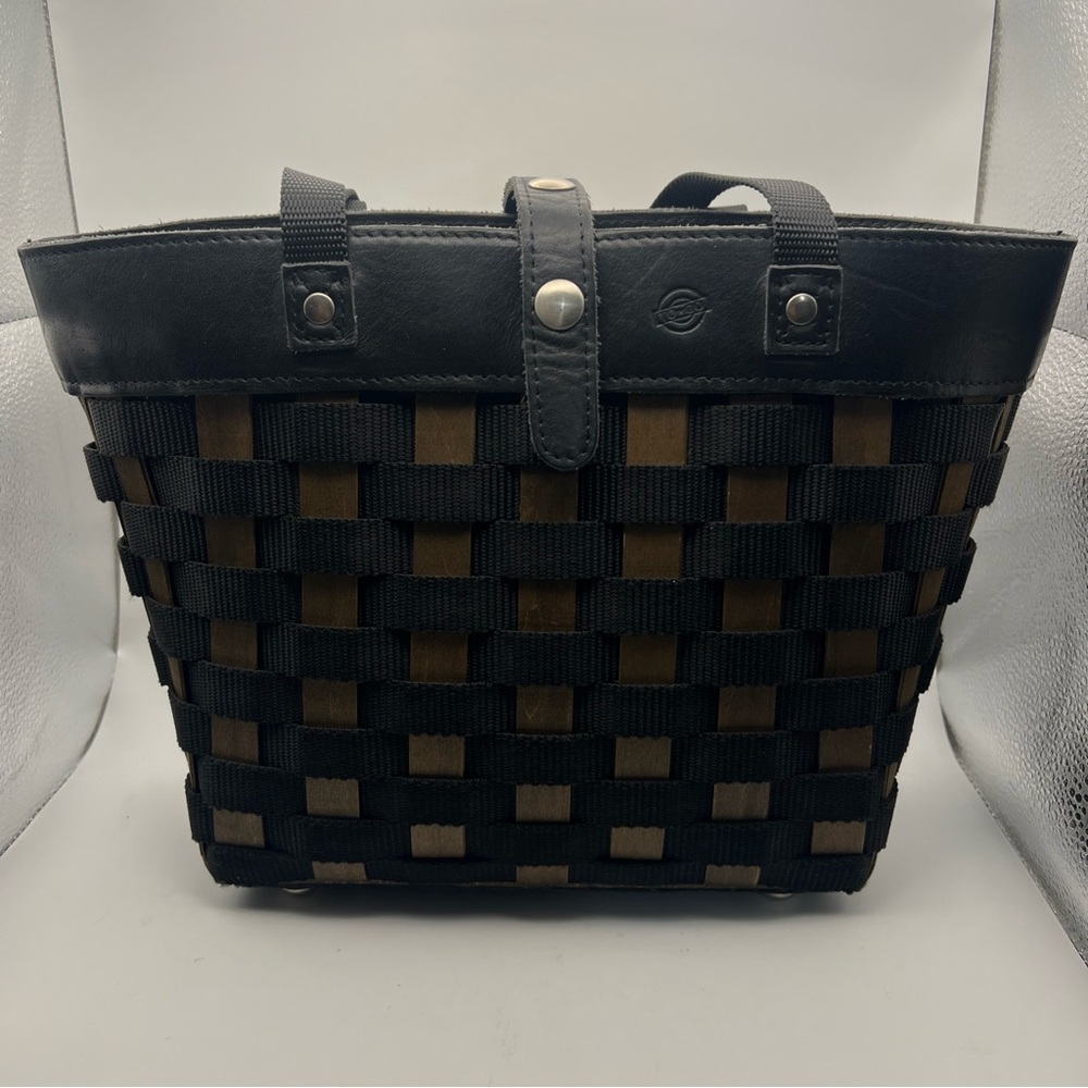 Longaburger Checkered Black and Brown Woven Bag/Basket